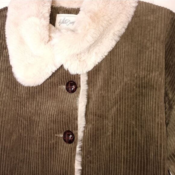 White Crow Womens Jacket Small S Corduroy Long Sleeve Button Up Olive Pockets. - Picture 3 of 12